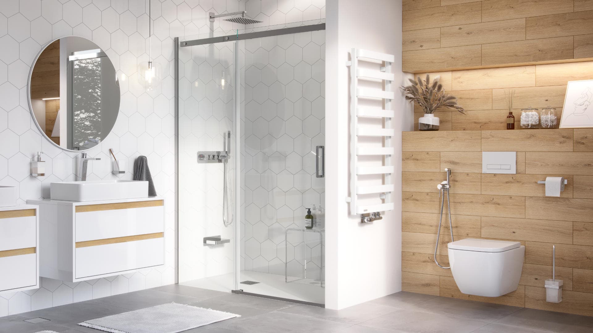 Riko szczotka wc wisząca szklana, chrom