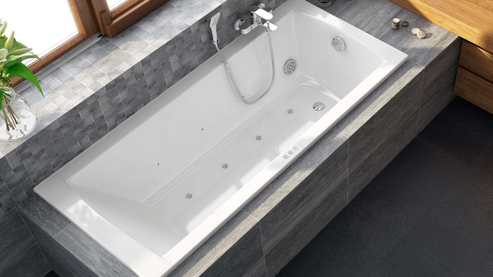System powietrzny hydromasażu z podwodnym oświetleniem