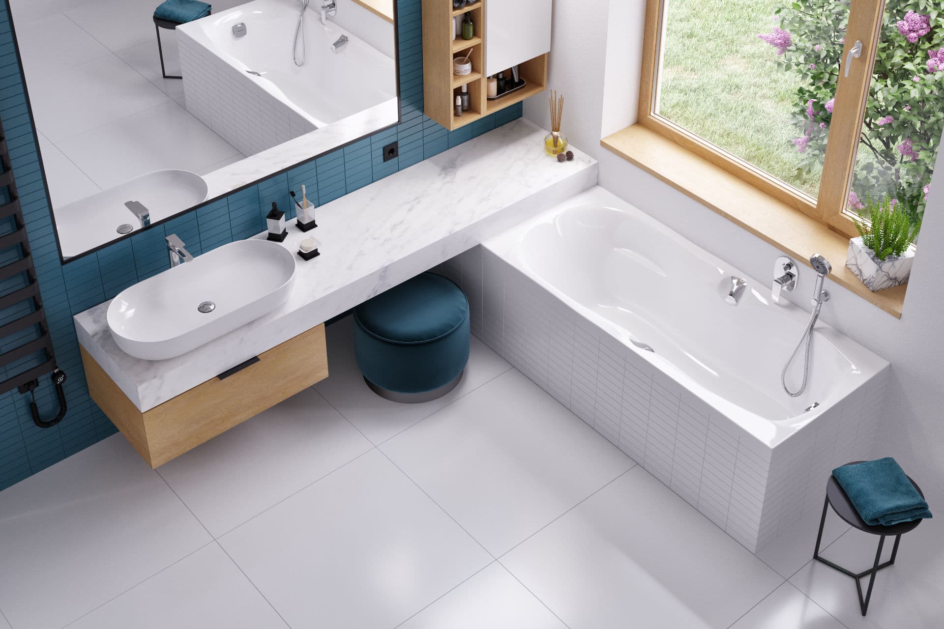 Wanna prostokątna Canyon II 170x75 Excellent bateria wannowa Clever 2.0