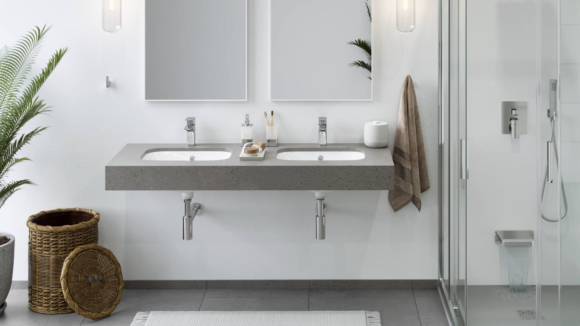 Keria bateria umywalkowa stojąca, chrom