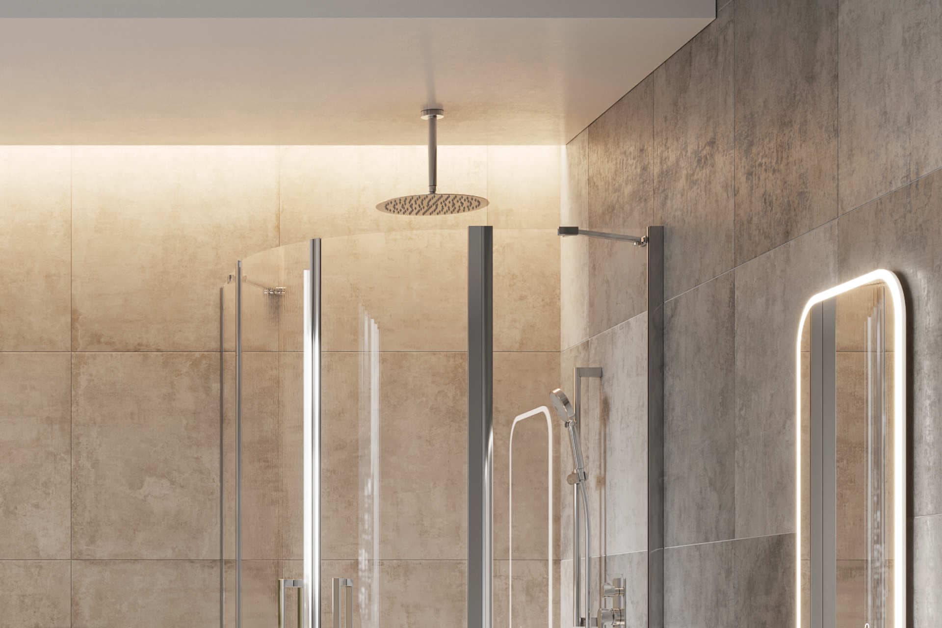 Ceiling shower arm 20 cm round, chrome