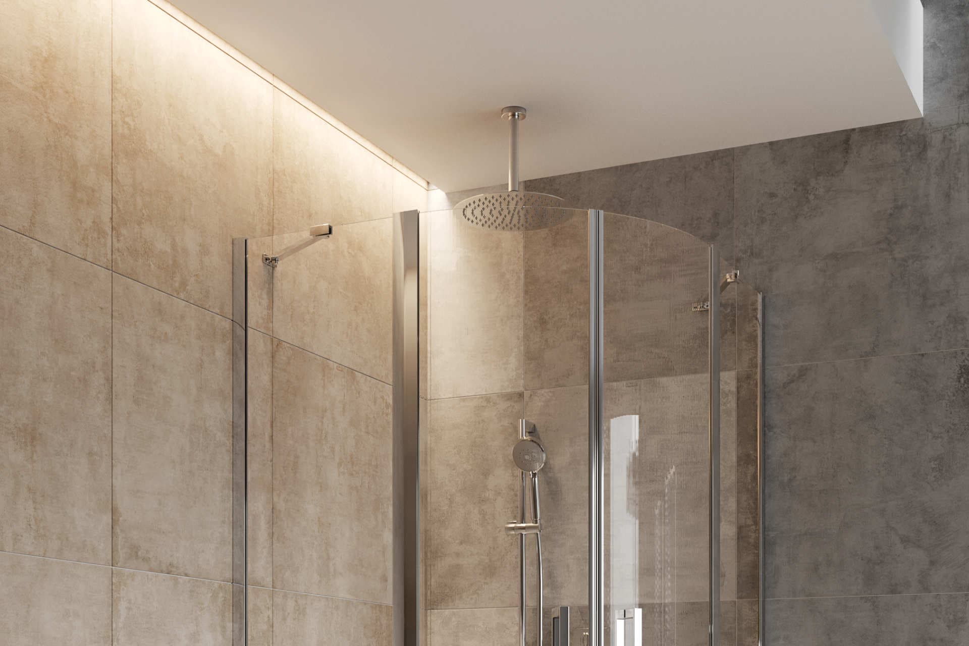 Ceiling shower arm 20 cm round, chrome