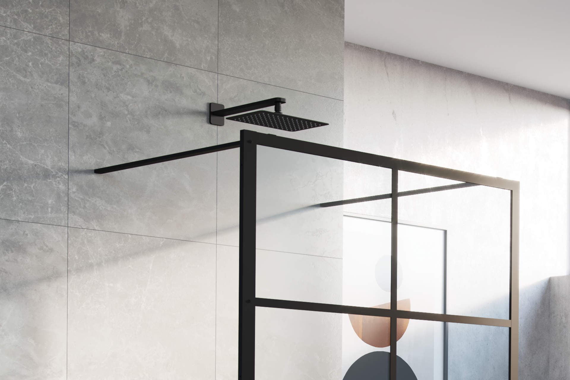 Shower head 20x30 cm slim rectangular, matte black