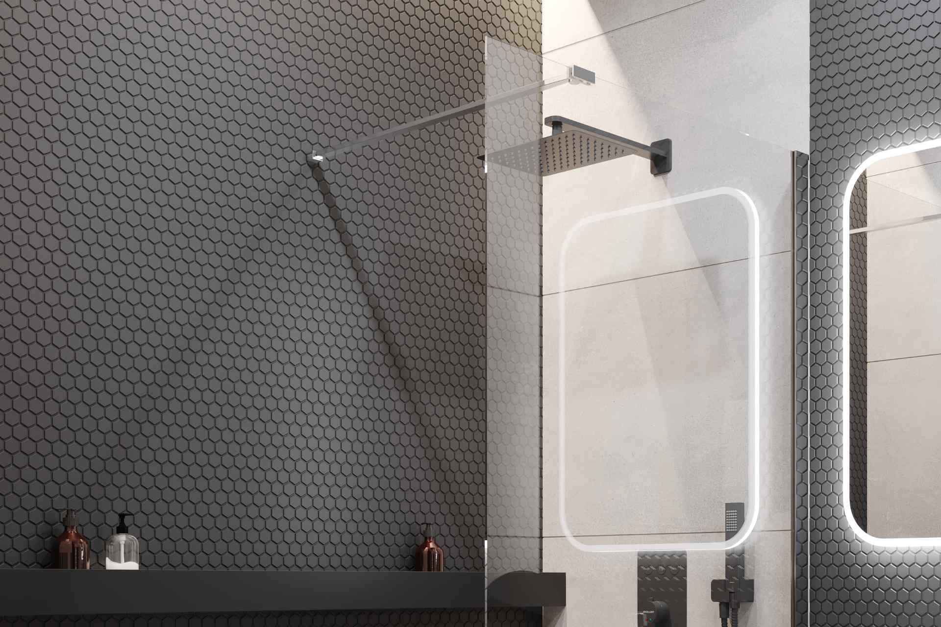 Shower head 20x30 cm slim rectangular, matte black