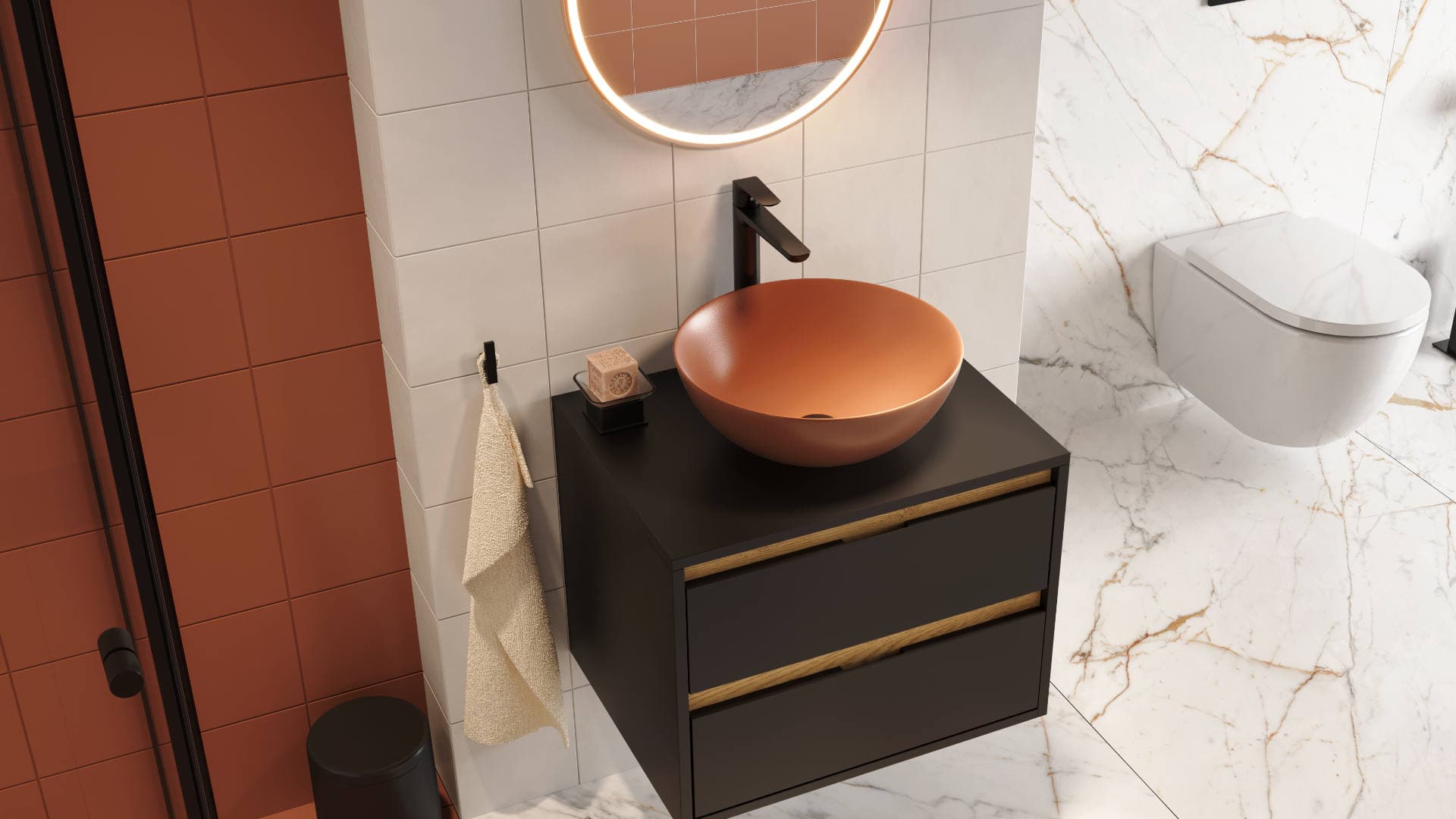 Clever 2.0 bateria umywalkowa stojąca wysoka, czarny soft