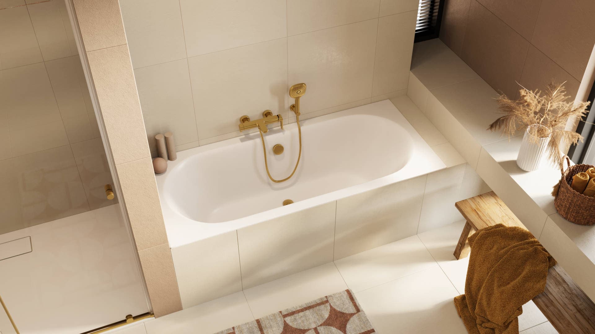 Clever 2.0 bateria wannowo-prysznicowa, złoty szczotkowany