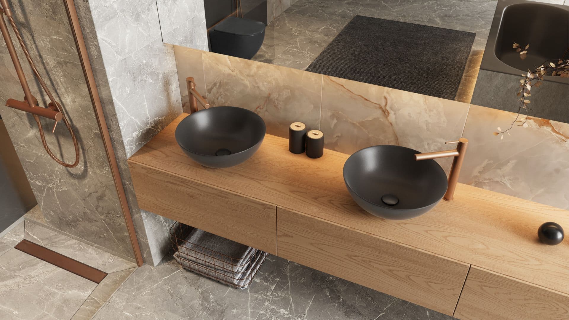 Design Korek klik-klak umywalkowo bidetowy, korpus chrom, pokrywa ceramiczna grafit mat