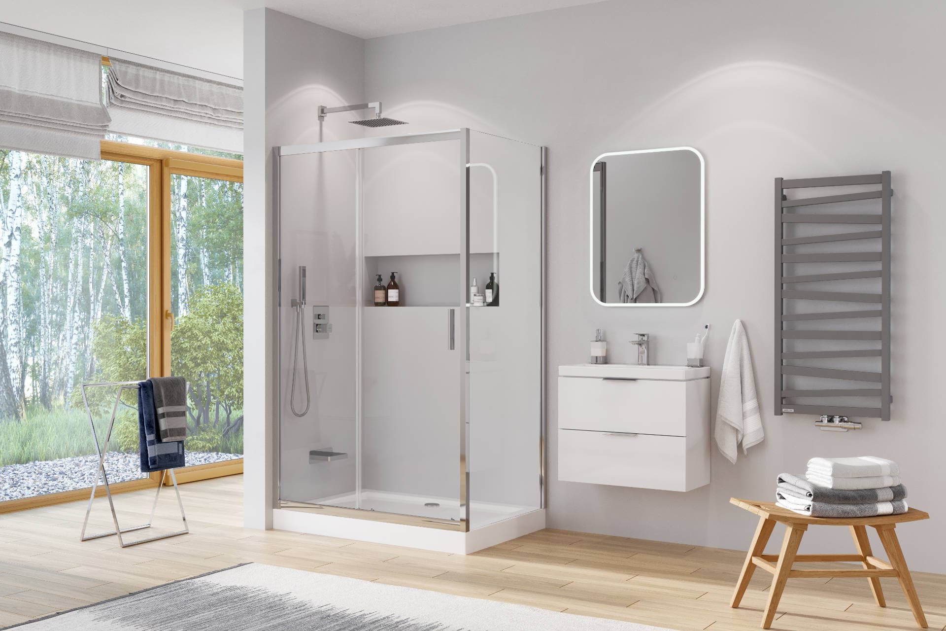 Brodzik prostokątny biały, wysoki Compact 90X80