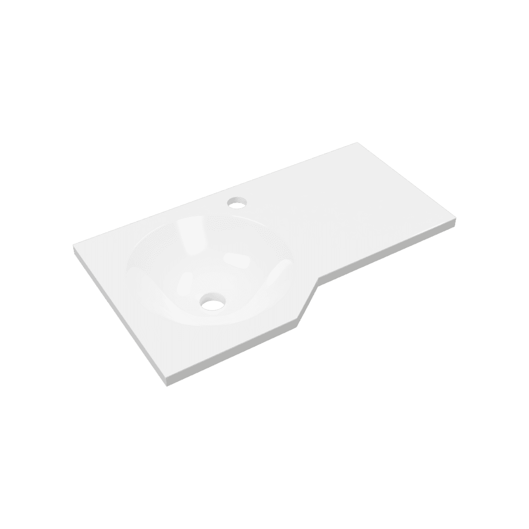 Be Spot umywalka wisz膮ca Solid Surface 60x34 cm lewa z otworem na bateri臋, bia艂y po艂ysk