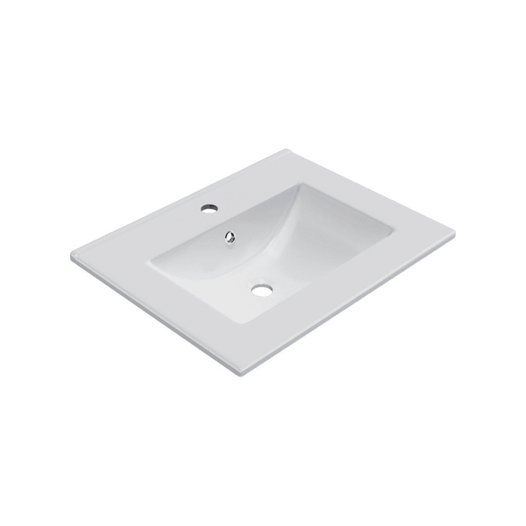 As umywalka meblowa 61x46,5 cm prostok膮tna z otworem na bateri臋, bia艂y po艂ysk