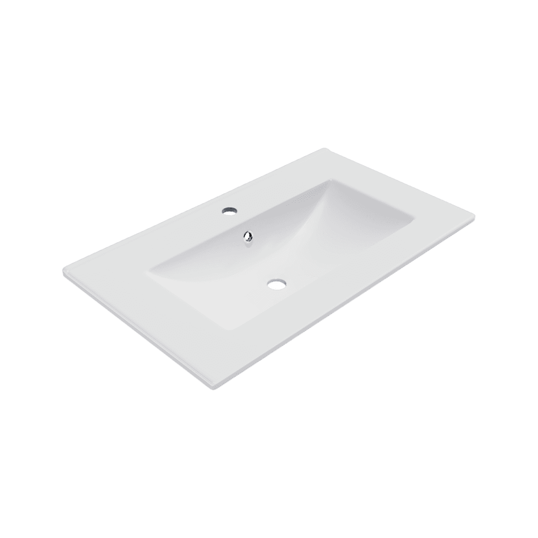As umywalka meblowa 81x46,5 cm prostok膮tna z otworem na bateri臋, bia艂y po艂ysk