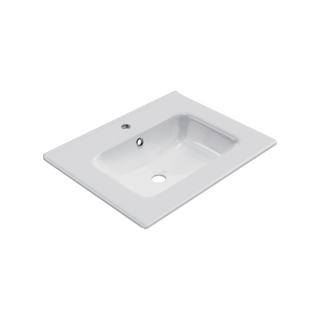 Pik umywalka meblowa 61x46,5 cm prostok膮tna z otworem na bateri臋, bia艂y po艂ysk