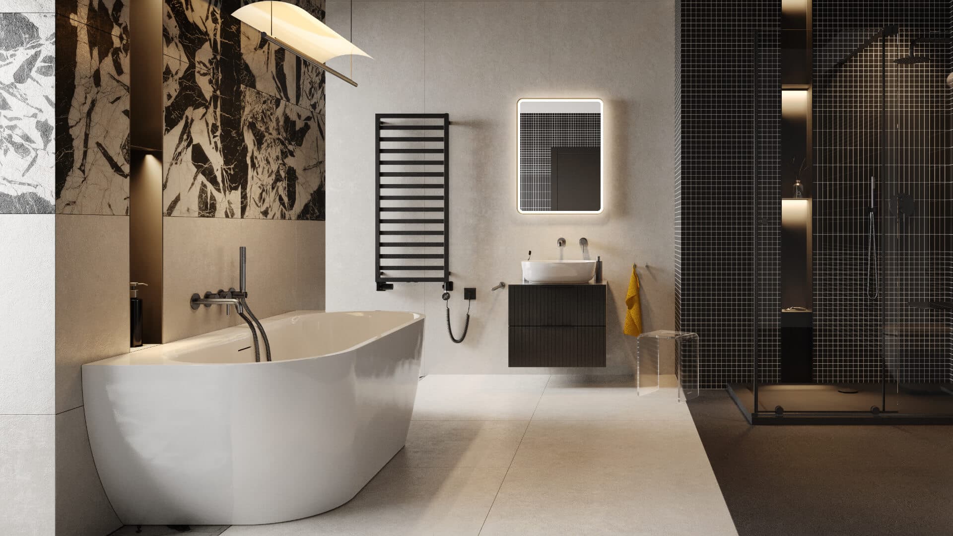 Corido lustro łazienkowe 80x60 cm oświetlenie LED mata grzewcza, czarny mat