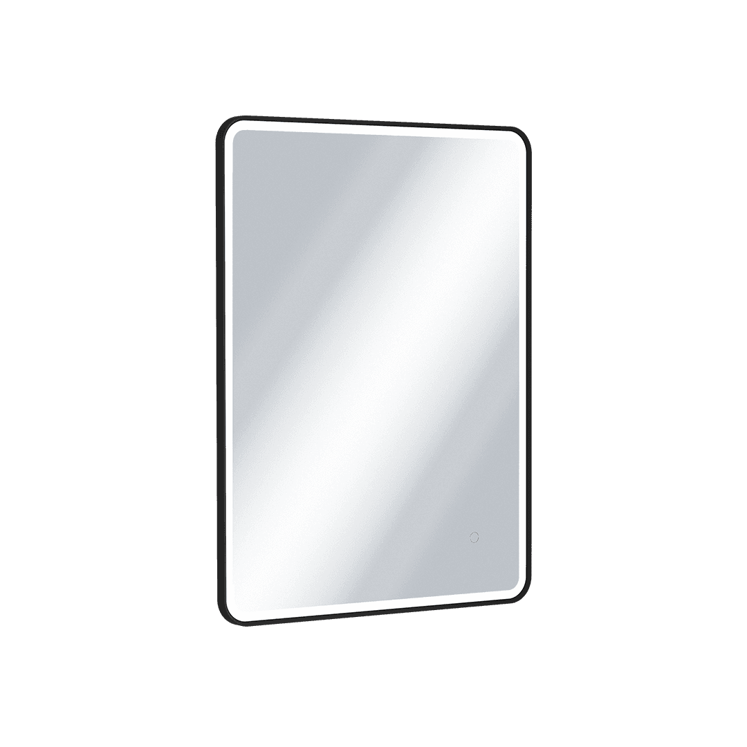 Corido lustro 艂azienkowe 80x60 cm prostok膮tne, o艣wietlenie LED mata grzewcza, czarny mat