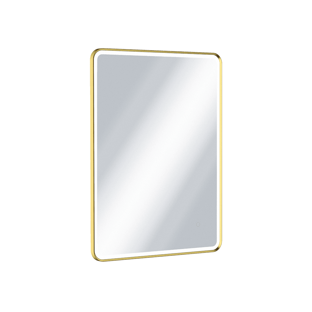 Corido lustro 艂azienkowe 80x60 cm prostok膮tne, o艣wietlenie LED mata grzewcza, z艂oty po艂ysk