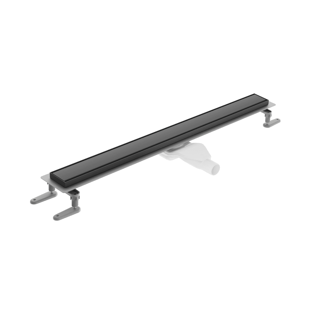 Stilio odp艂yw liniowy 90 cm z ko艂nierzem ruszt dekoracyjny, czarny mat