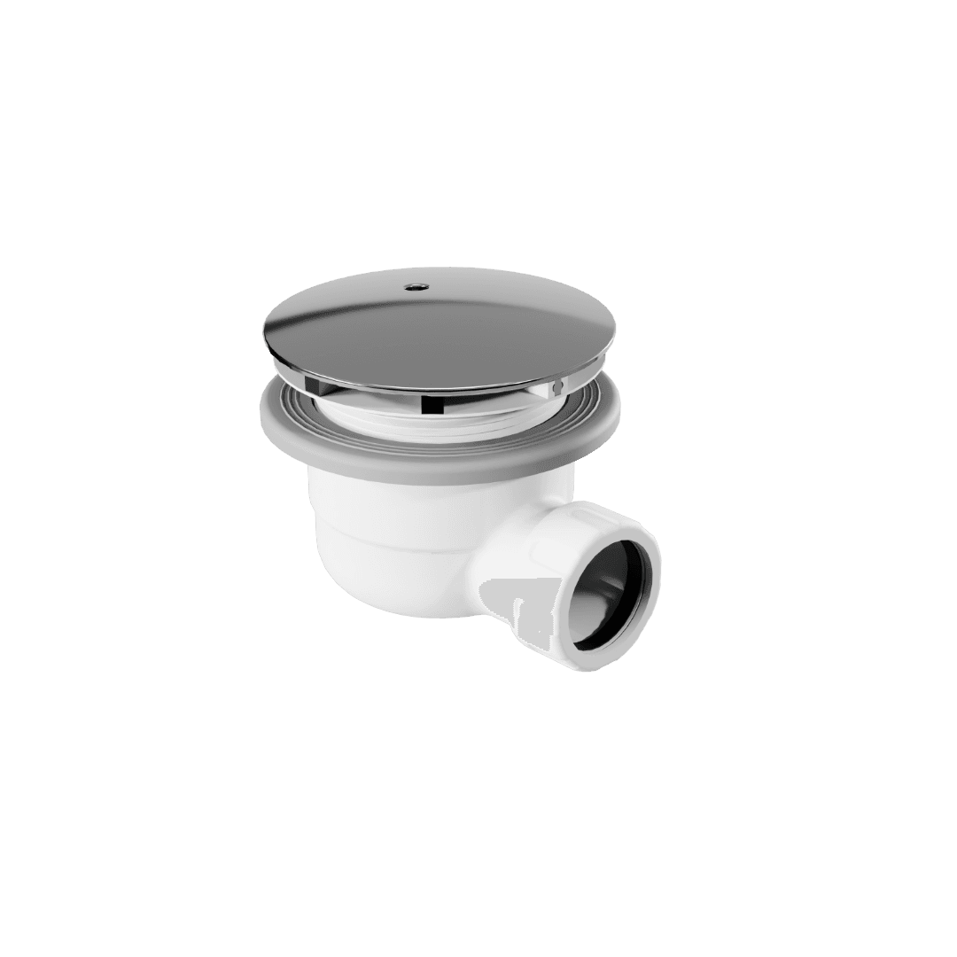 Vert syfon do brodzika bia艂y 90 mm z pokryw膮, chrom