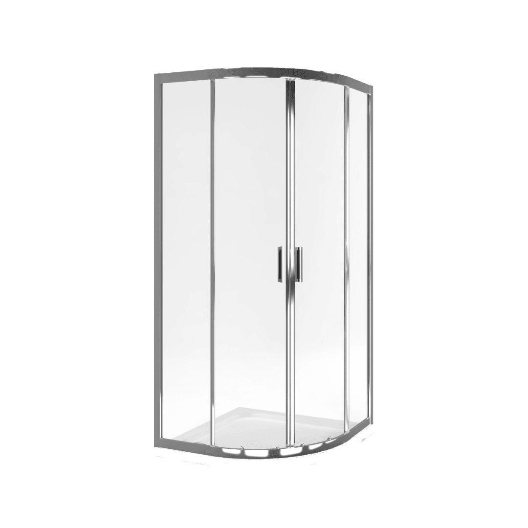 Seria 201 kabina p贸艂okr膮g艂a 90x90 cm drzwi przesuwne, pow艂oka Clean Control, chrom