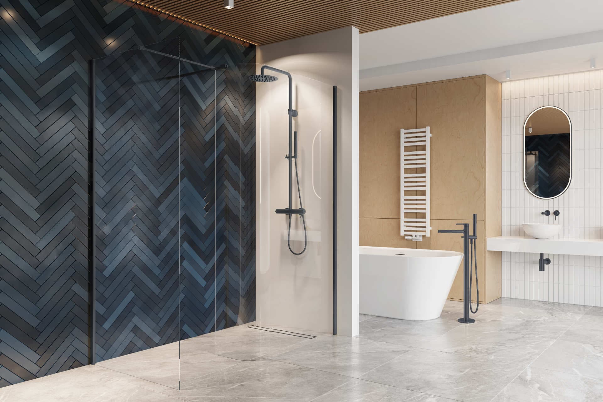 Vidoq walk-in ścianka prysznicowa prosta 100x200 cm, powłoka Clean Control, grafit szczotkowany
