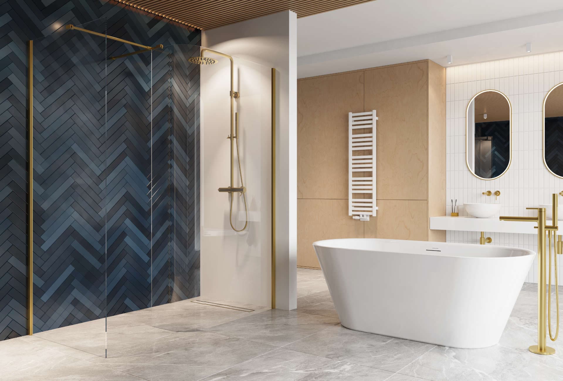 Vidoq walk-in ścianka prysznicowa prosta 80x200 cm, powłoka Clean Control, złoty połysk