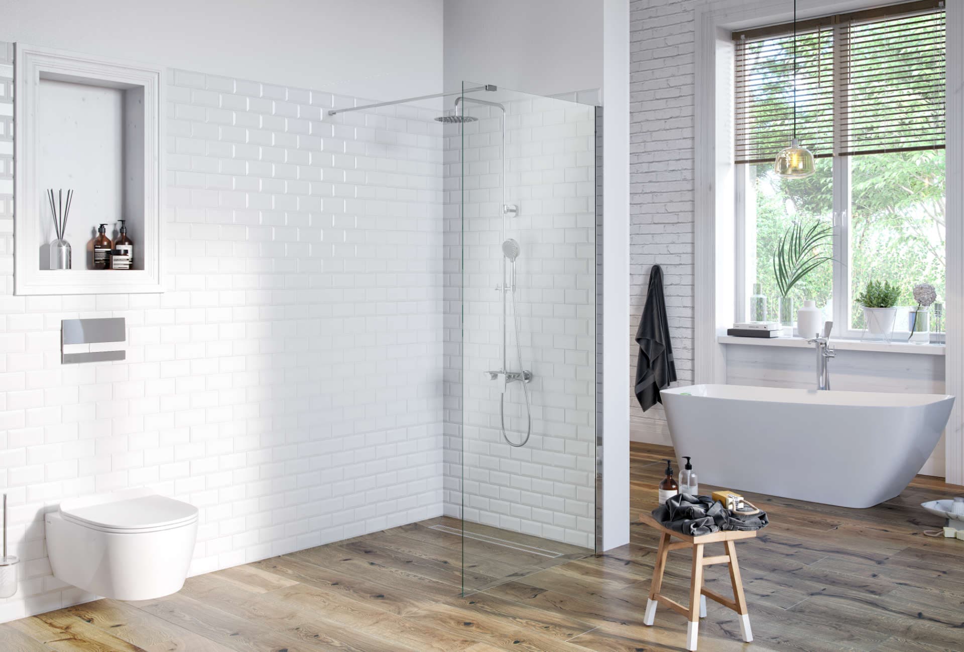 Vidoq walk-in ścianka prysznicowa prosta 90x200 cm, powłoka Clean Control, chrom