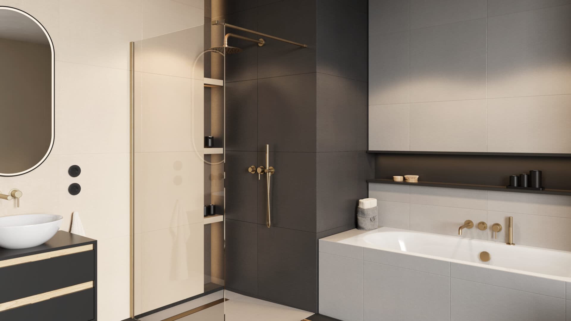 Vidoq walk-in ścianka prysznicowa prosta 90x200 cm, powłoka Clean Control, złoty szczotkowany