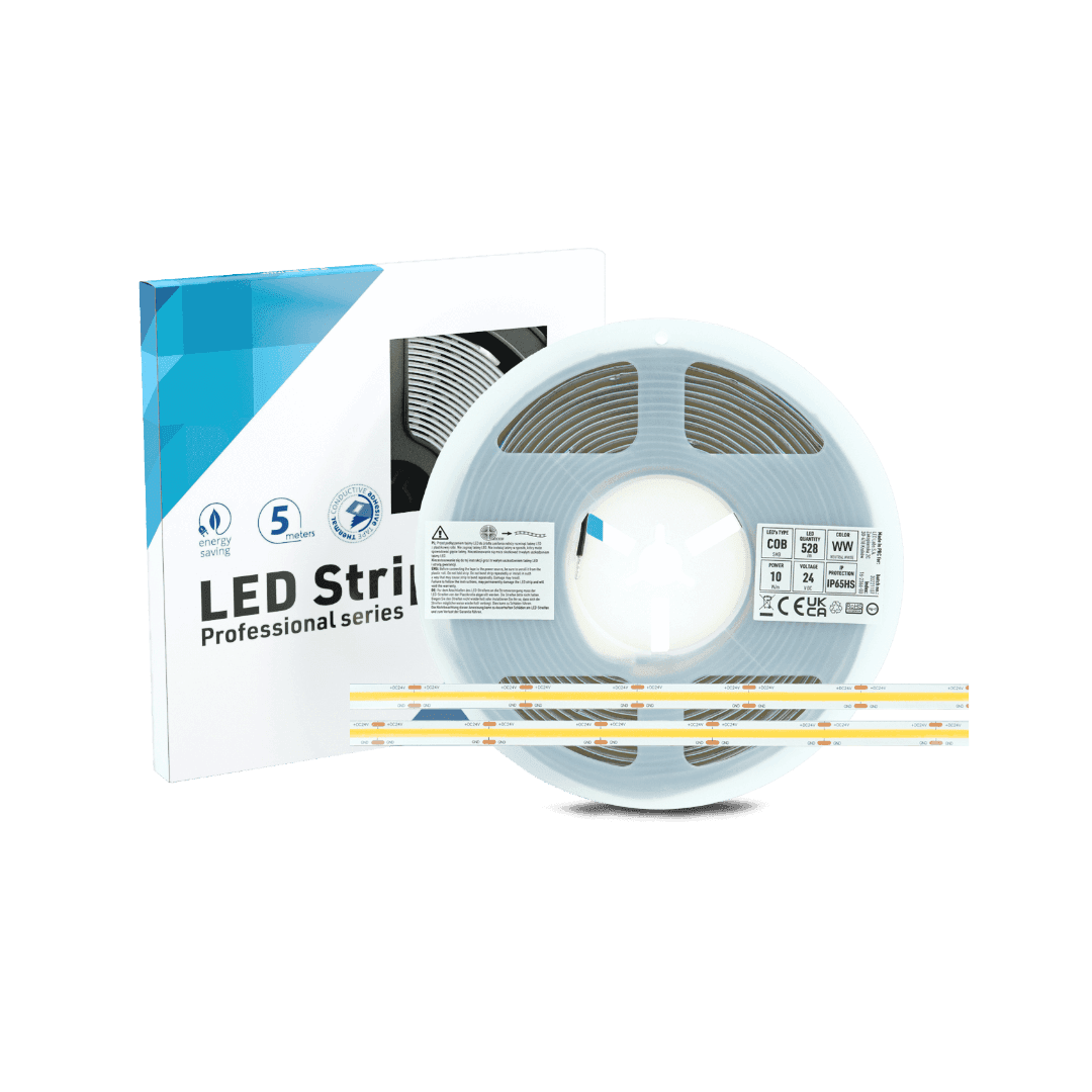 Ta艣ma 2640 LED COB IP65, 528 LED/m, 5m napi臋cie 24V, moc 10W/m, 3000 K, bia艂a ciep艂a