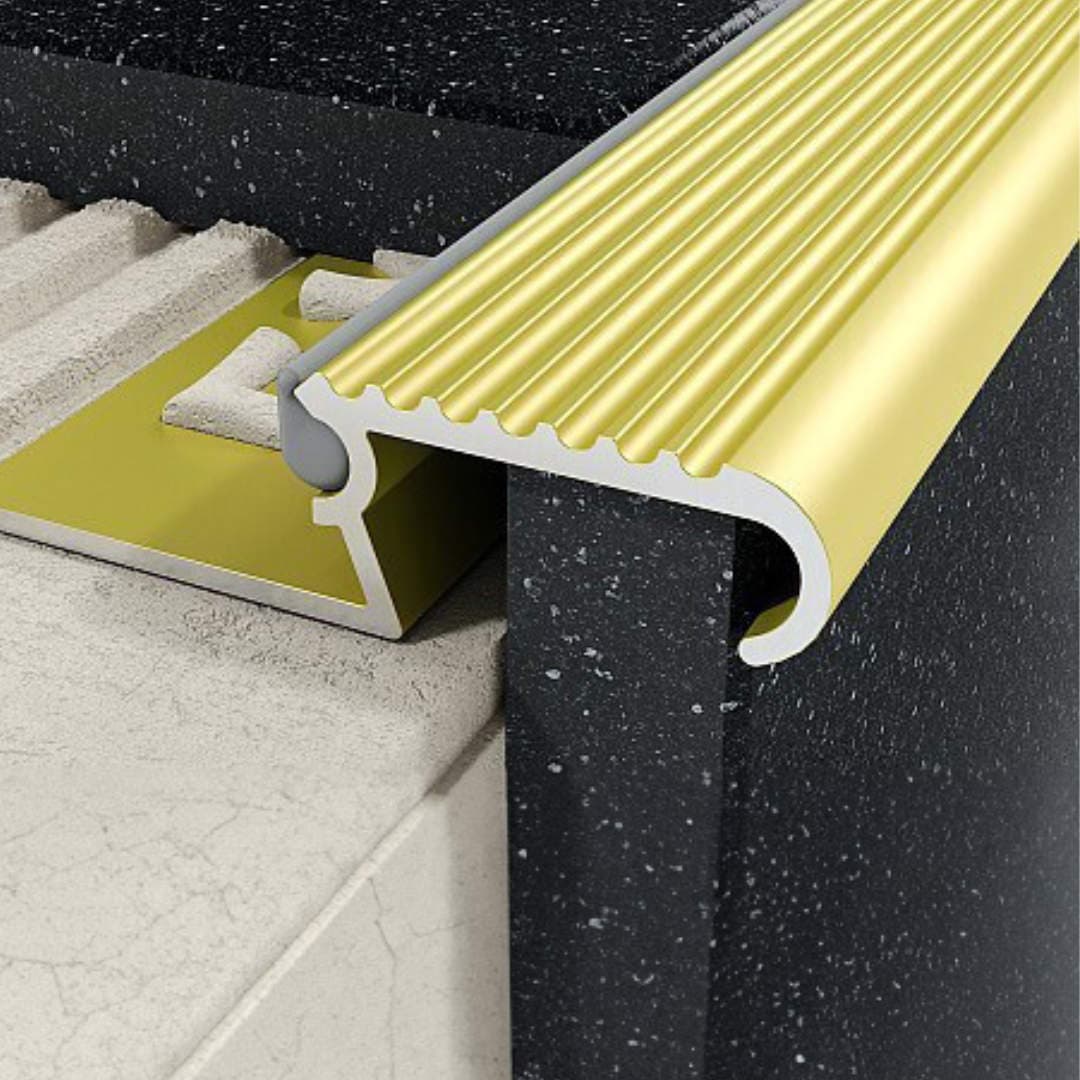 Profil Z schodowy 10 mm, d艂ugo艣膰 250 cm aluminiowy, anodowany z艂oty