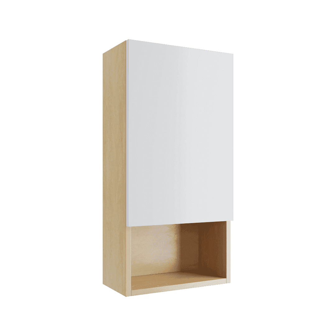 Tuto szafka wisz膮ca wn臋kowa z frontem prawa 40x80 cm, d膮b/bia艂y po艂ysk