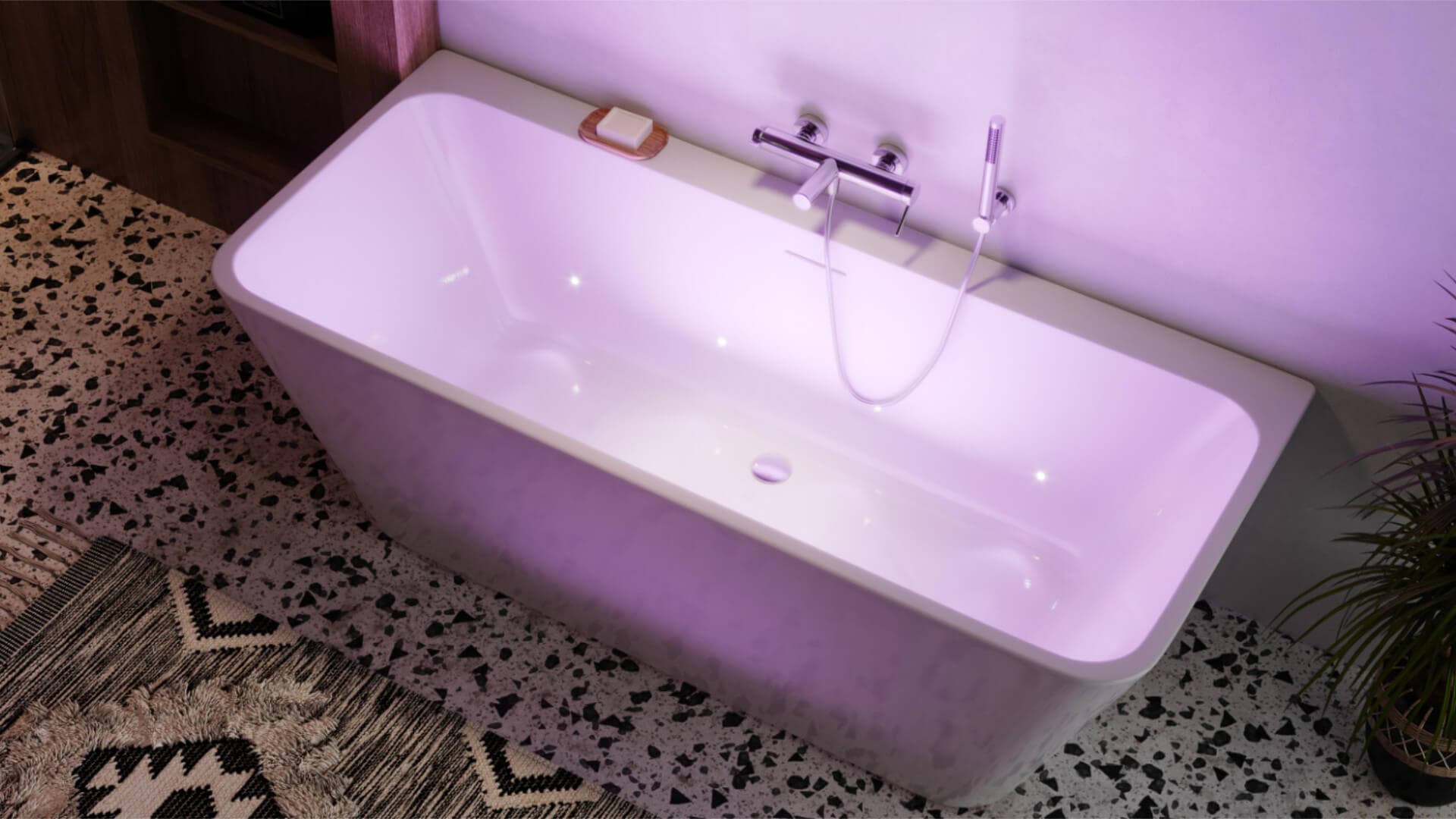 System chromoterapii Light z wanną wolnostojącą Lila 2.0, 160 cm
