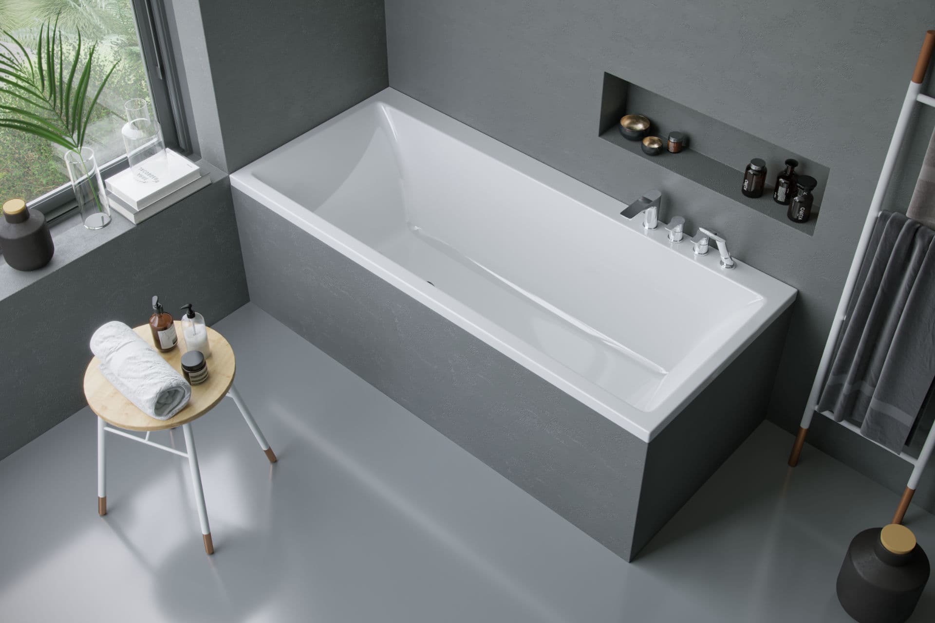 Wanna prostokątna Pryzmat 180x80 bateria nawannowa