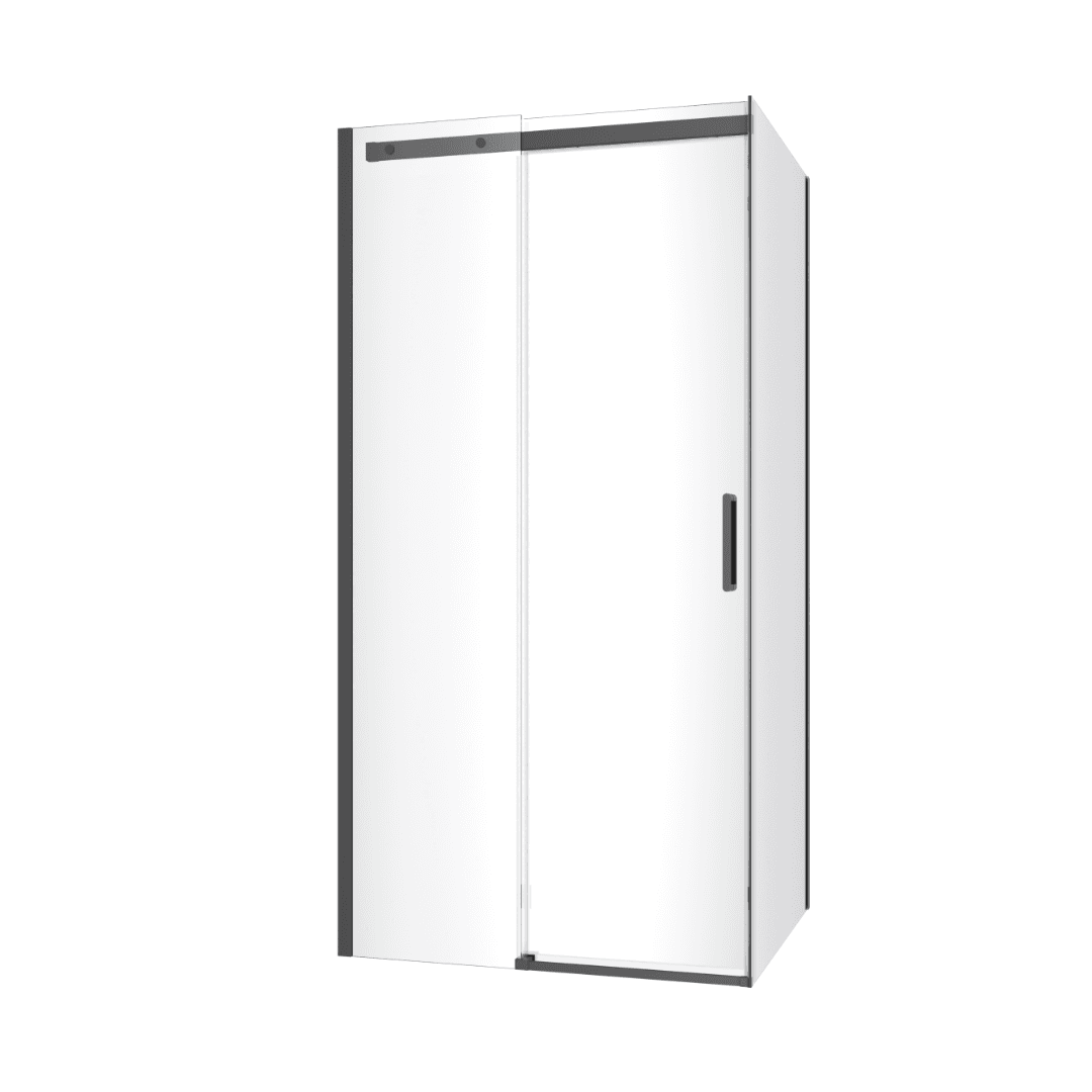 Rols kabina narożna 100x80 cm z drzwiami przesuwnymi 100 cm, powłoka Clean Control, czarny mat