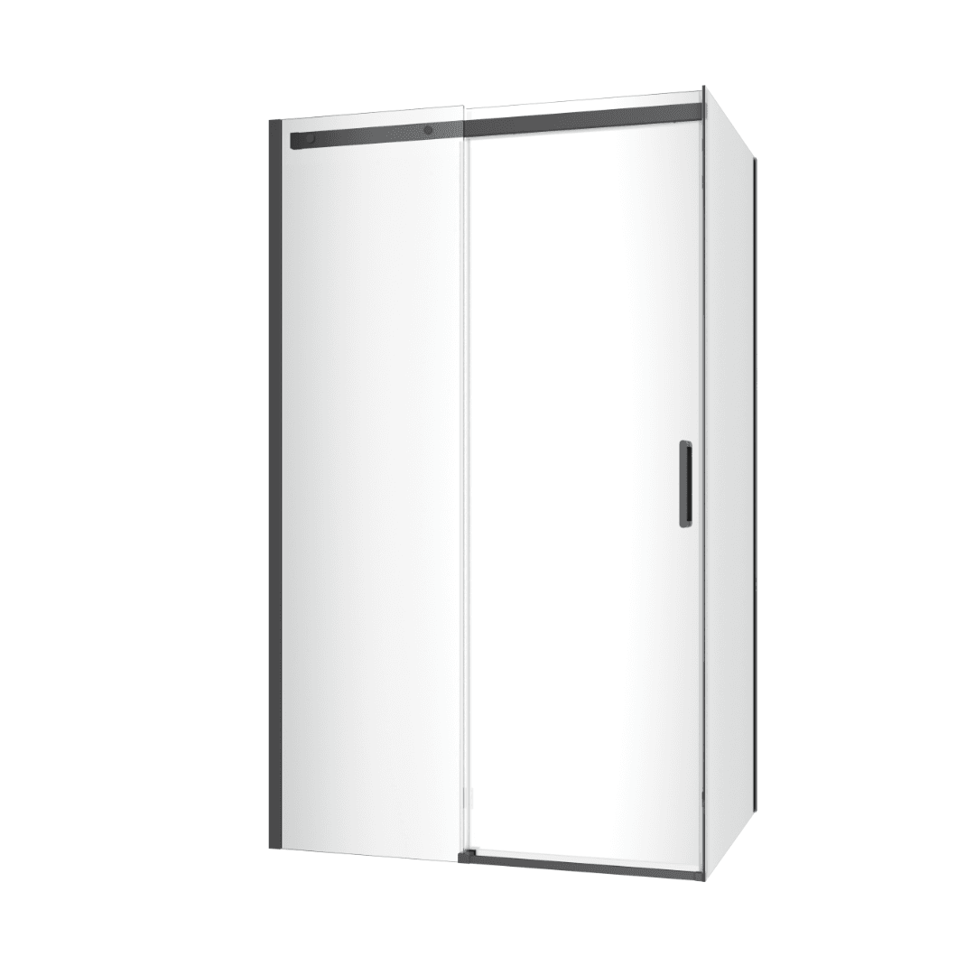 Rols kabina narożna 120x80 cm z drzwiami przesuwnymi 120 cm, powłoka Clean Control, czarny mat