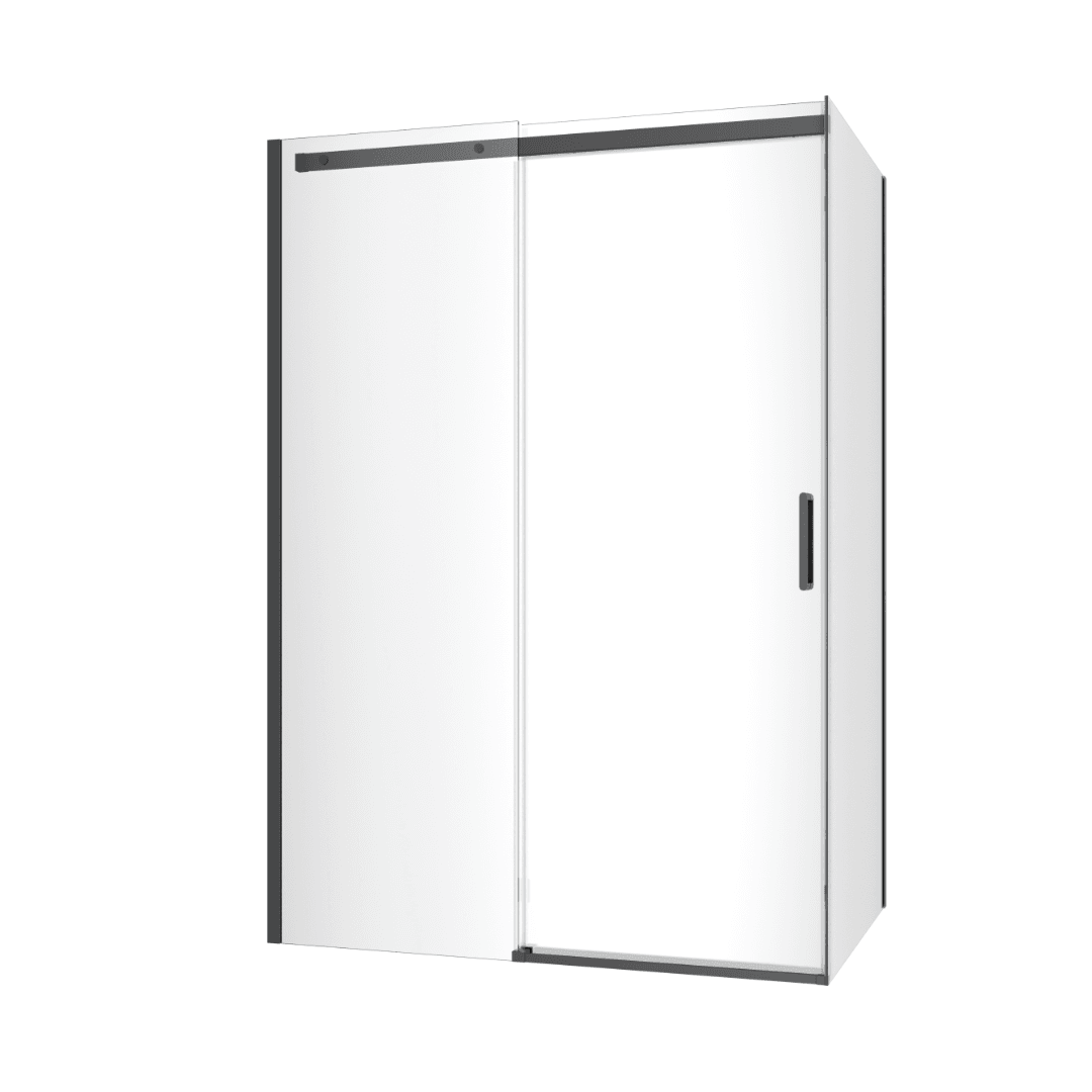 Rols kabina narożna 140x80 cm z drzwiami przesuwnymi 140 cm, powłoka Clean Control, czarny mat