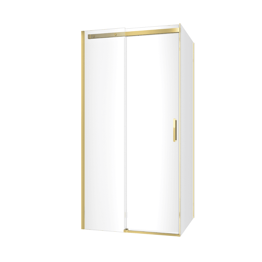 Rols kabina narożna 100x80 cm z drzwiami przesuwnymi 100 cm, powłoka Clean Control, złoty połysk