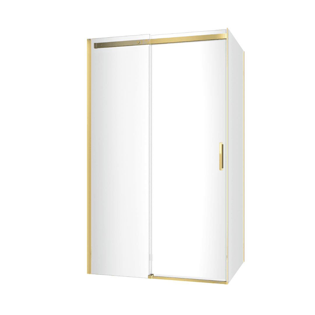 Rols kabina narożna 120x80 cm z drzwiami przesuwnymi 120 cm, powłoka Clean Control, złoty połysk