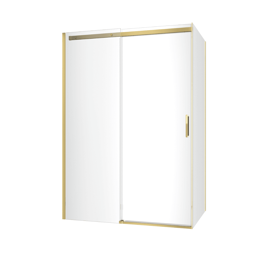 Rols kabina narożna 140x80 cm z drzwiami przesuwnymi 140 cm, powłoka Clean Control, złoty połysk