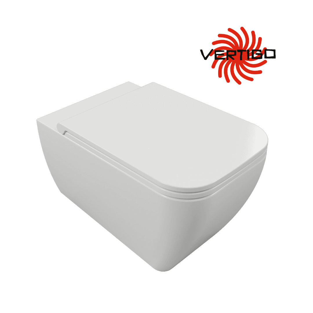 Quadra Vertigo zestaw miska WC bezrantowa, z desk膮 wolnoopadaj膮c膮 slim, bia艂y po艂ysk
