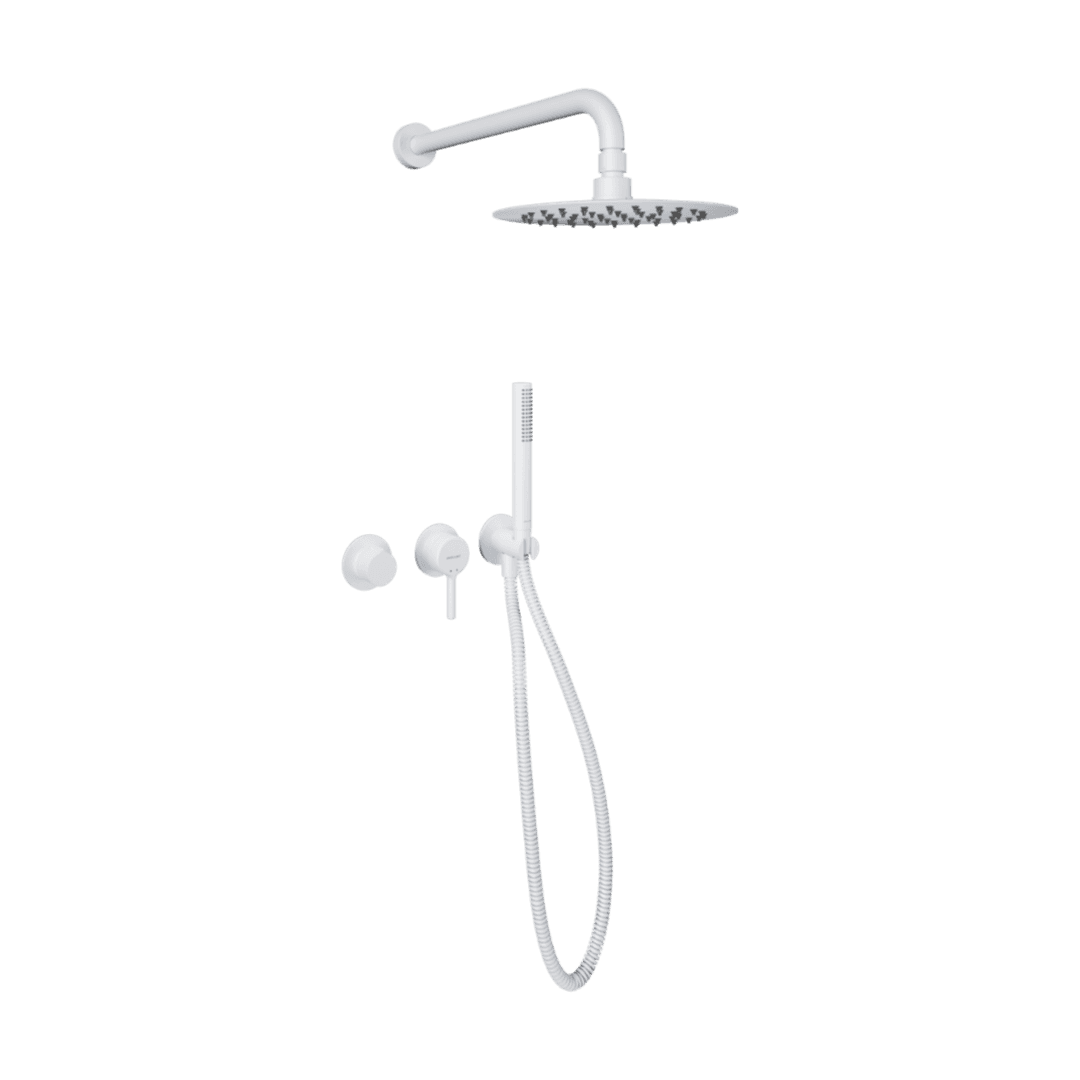 Pi Zestaw prysznicowo-wannowy podtynkowy, 2 funkcyjny z deszczownicą 25 cm, biały mat