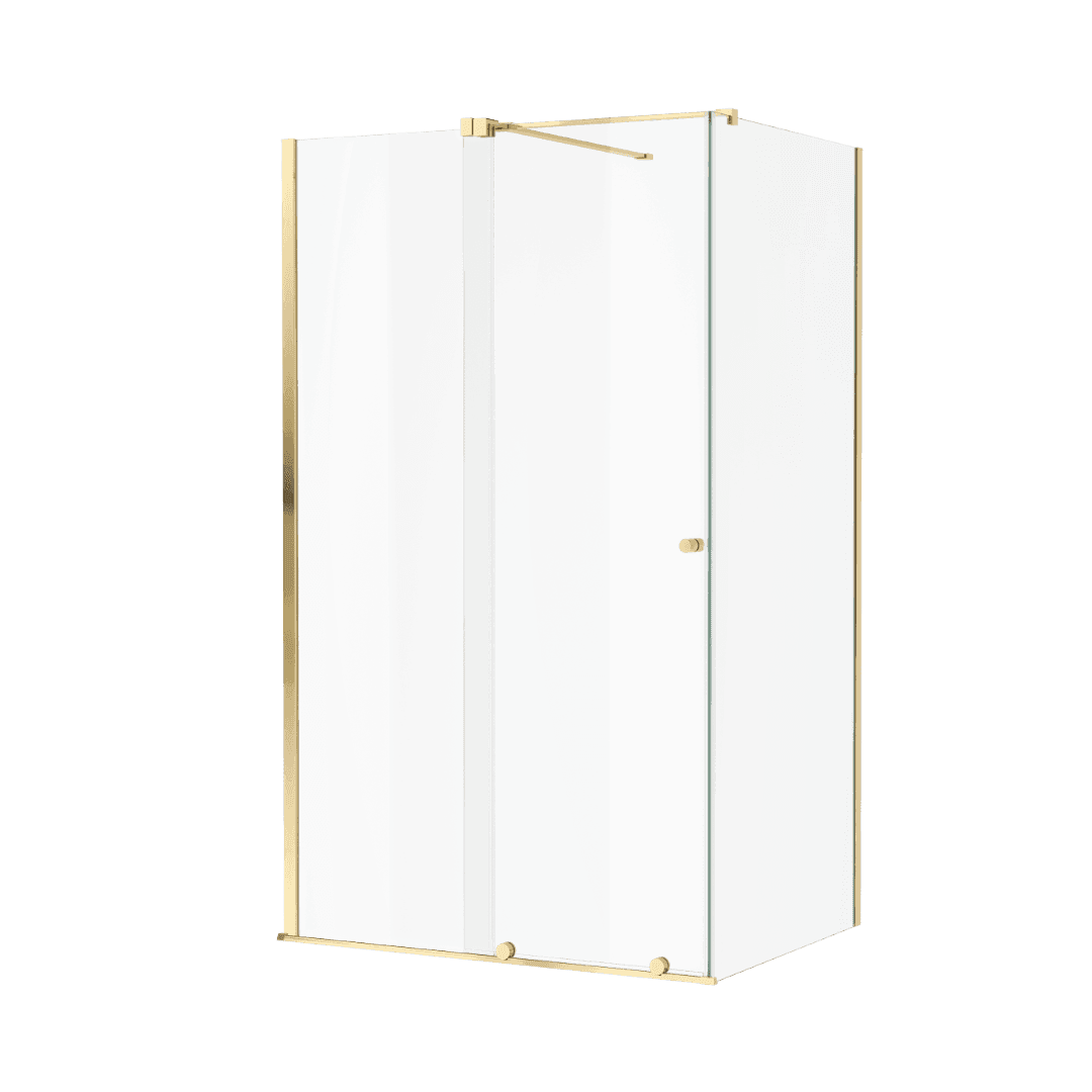 Ortigo kabina prostokątna narożna 110x80 cm, drzwi przesuwne, powłoka Clean Control, złoty połysk